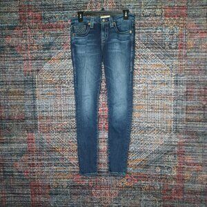 Big Star womens dark distressed Alex stretch skinny jeans 29x30 EUC